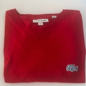 Lacoste Red V-Neck Tee